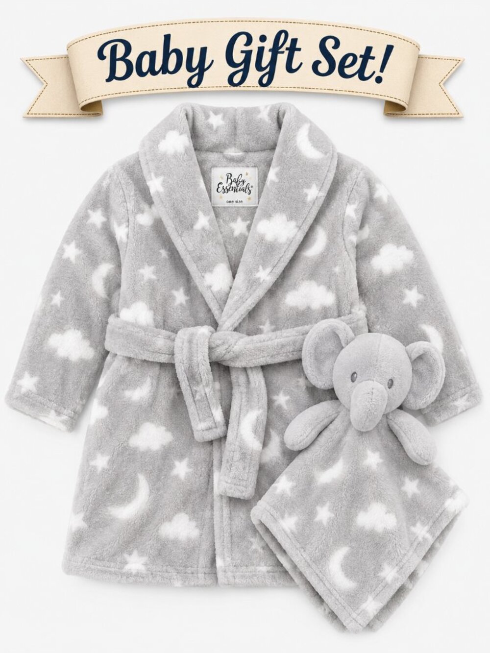 NWT Baby Essentials Baby Boy Gift Set Robe & Lovey | Baby Shower Gift Set